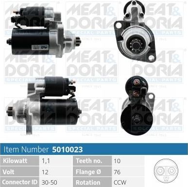 Стартер Meat & Doria для Volkswagen Bora 1998-2013. Артикул 5010023