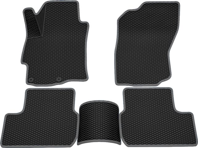 Коврики Rezkon 3D EVA Ромб резиновые для салона Mitsubishi Lancer X 2007-2015 Серый кант. Артикул 9224010202