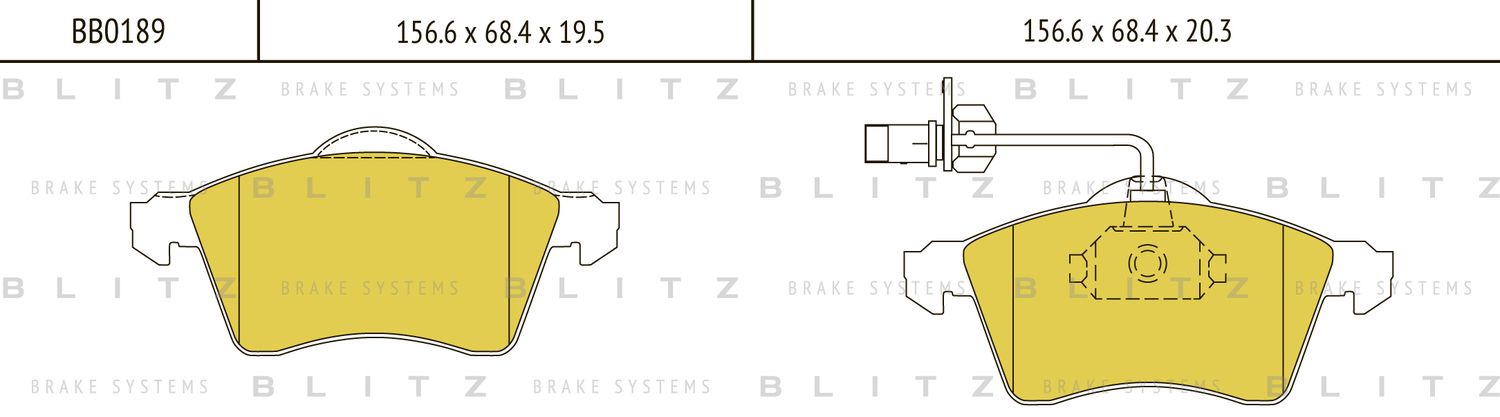 Колодки тормозные VW TRANSPORTER 98- перед. (Blitz). Артикул BB0189