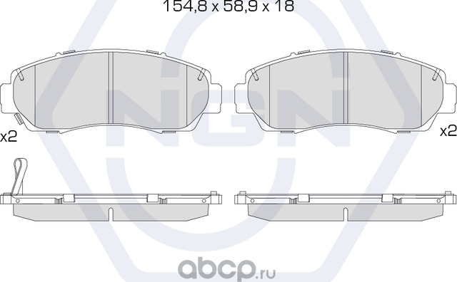 Колодки тормозные керамические, передние (NGN). Артикул 3501291
