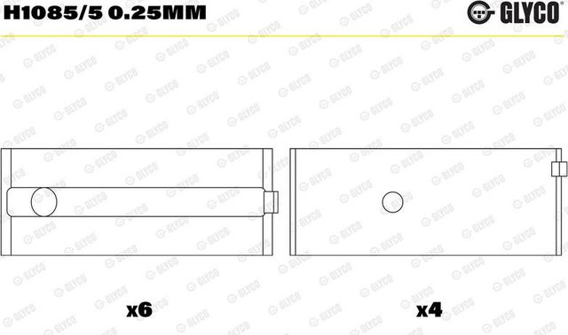 Вкладыши коренные Glyco для Caterham 21 1994-2002. Артикул H1085/5 0.25mm
