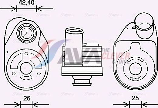 Радиатор масляный (маслоохладитель) для двигателя AVA (алюминий). Артикул IV3136