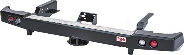 Бампер силовой РИФ задний с квадратом под фаркоп и фонарями стандарт для УАЗ Пикап 2005-2026. Артикул RIF061-21150