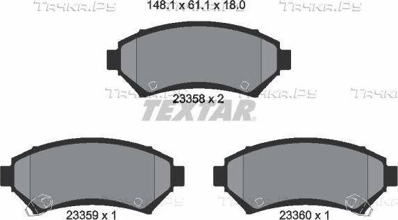 Тормозные колодки Textar передние для Chevrolet Venture 1998-2004. Артикул 2335801
