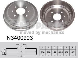 Тормозной барабан Nipparts задний для Chevrolet Aveo I 2003-2012. Артикул N3400903