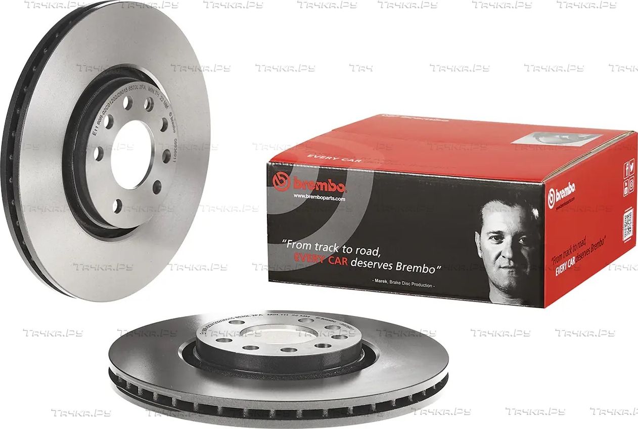 Тормозной диск Brembo UV Coated передний для Opel Corsa D 2006-2014. Артикул 09.9369.11