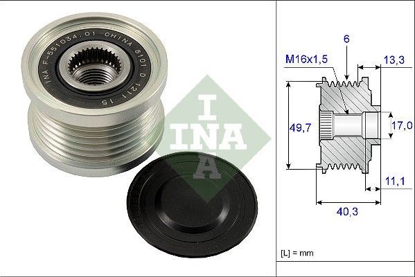 Муфта генератора обгонная Ina. Артикул 535 0093 10