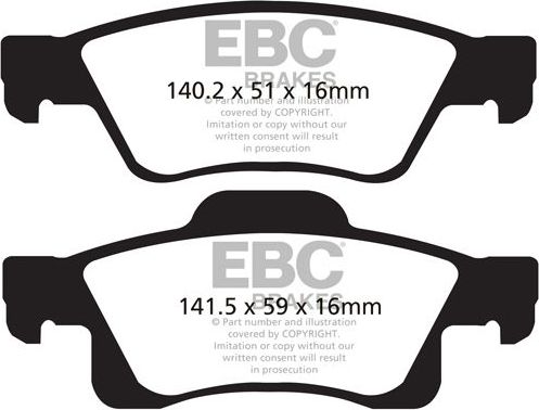 Тормозные колодки EBC Brakes задние для Dodge Durango III 2011-2026. Артикул DP41872R