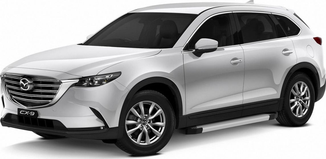 Пороги алюминиевые Rival Silver для Mazda CX-9 II 2016-2026. Артикул F193AL.3803.2