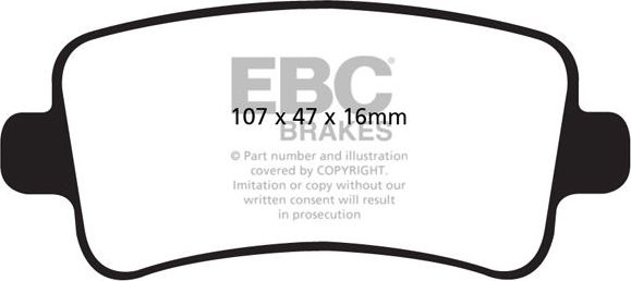 Тормозные колодки EBC Brakes задние для Saab 9-5 II 2010-2012. Артикул DP42016R