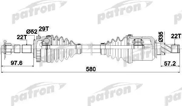Полуось (привод в сборе, приводной вал) Patron. Артикул PDS0347