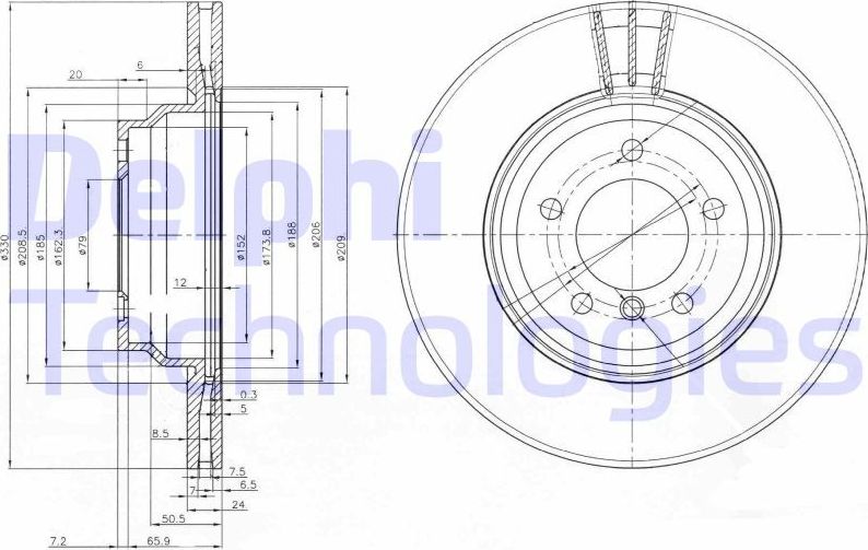 Тормозной диск Delphi. Артикул BG3959