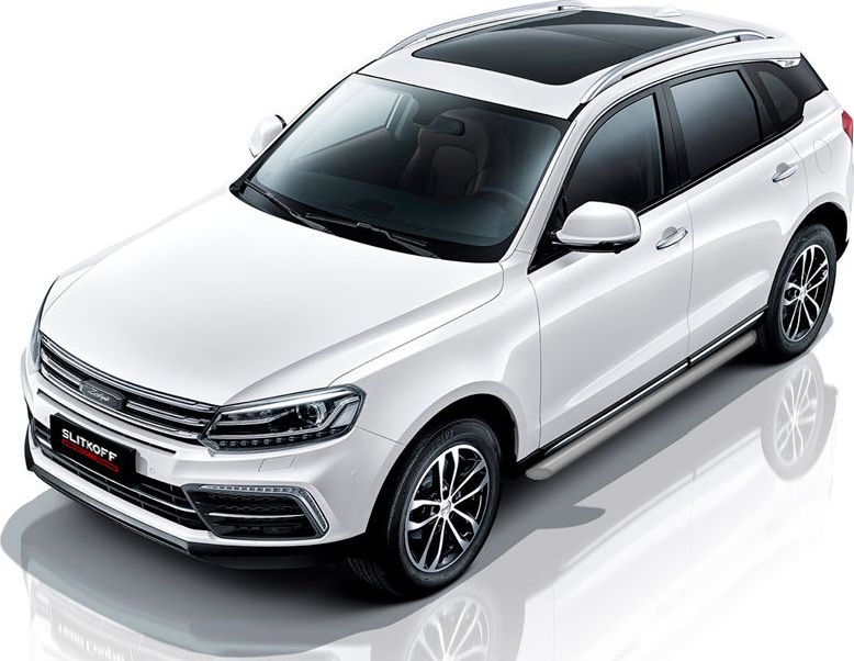 Защита штатного порога Slitkoff труба d57 для Zotye Coupa 2018-2026 Серебристые. Артикул ZOTCOP-006S