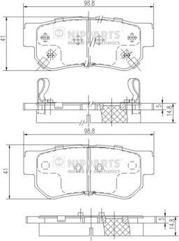 Тормозные колодки Nipparts задние для Kia Opirus I 2003-2011. Артикул J3610509