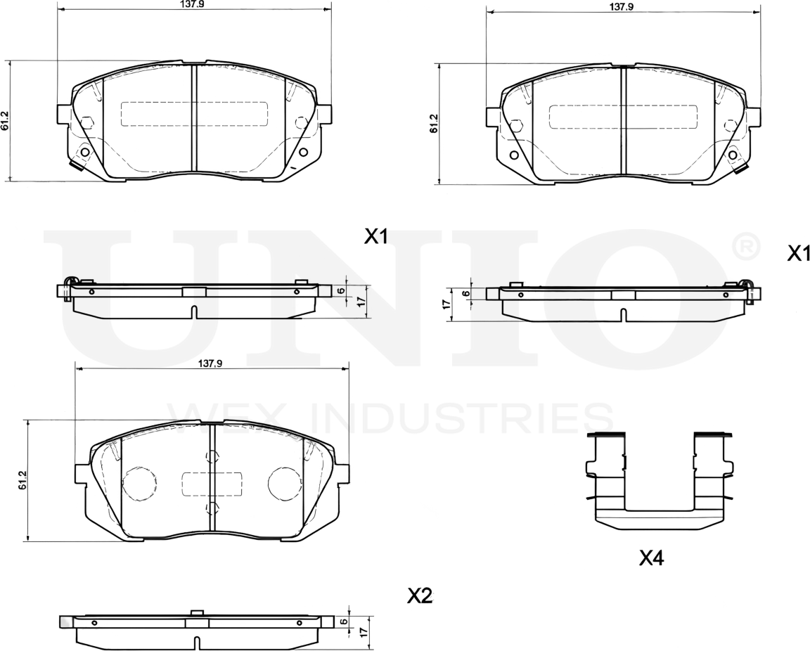 Колодки тормозные дисковые, комплект (Unio). Артикул BRP-20051