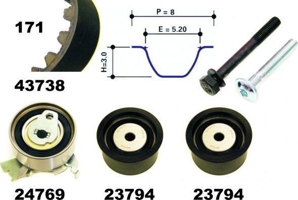 Ремень ГРМ с роликами (комплект) MAPCO. Артикул 23738
