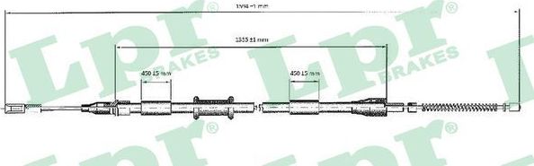 Трос ручника (тросик ручного тормоза) LPR правый/левый для Audi 80 V (B4) 1991-1996. Артикул C0038B