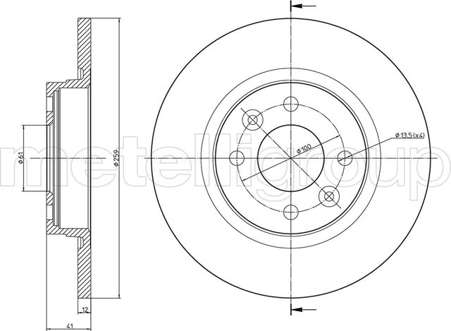 Тормозной диск Metelli. Артикул 23-0864C