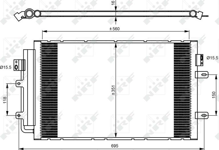 Радиатор кондиционера (конденсатор) NRF (алюминий). Артикул 350083