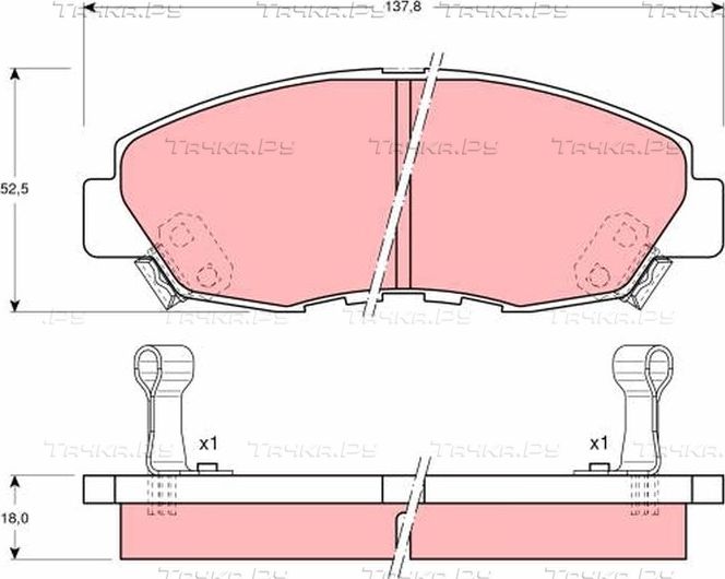 Тормозные колодки TRW передние для Honda CR-V I 1995-2002. Артикул GDB894