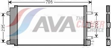 Радиатор кондиционера (конденсатор) AVA (алюминий) для Fiat Doblo I 2001-2015. Артикул FT5342D