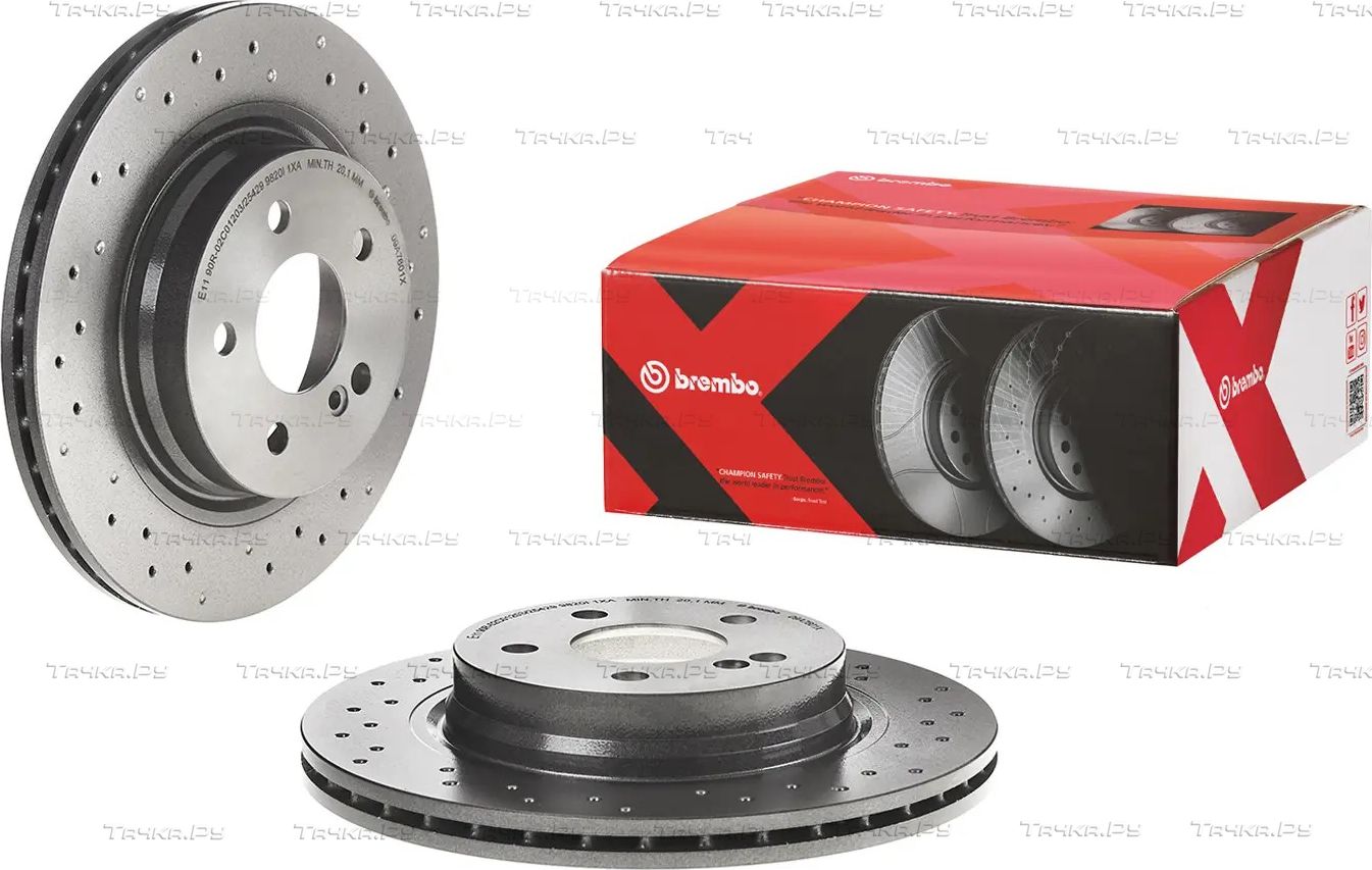 Тормозной диск Brembo XTRA LINE - Xtra задний для Mercedes-Benz C-Класс III (W204, C204) 2007-2015. Артикул 09.A760.1X