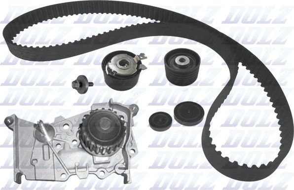 Помпа (водяной насос) с комплектом ремня ГРМ Dolz для Renault Fluence I 2010-2017. Артикул KD073