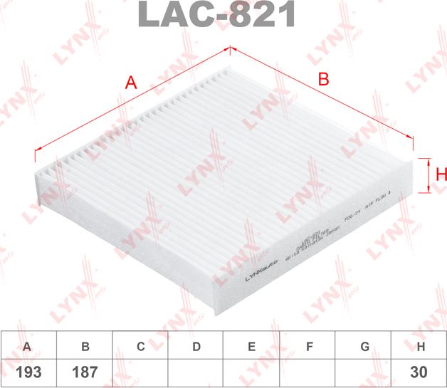 Салонный фильтр LYNXauto. Артикул LAC-821