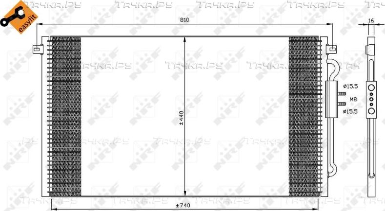 Радиатор кондиционера (конденсатор) NRF (алюминий). Артикул 35448
