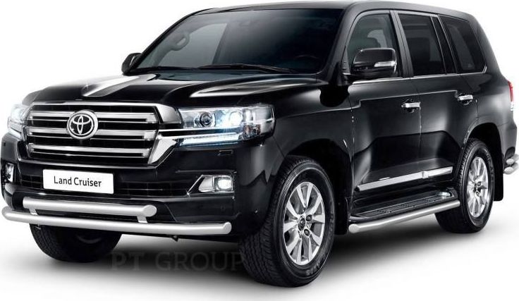 Защита PT Group переднего бампера двойная d63/63 (НПС) для Toyota Land Cruiser 200 рестайлинг 2015-2021. Артикул TLC220201