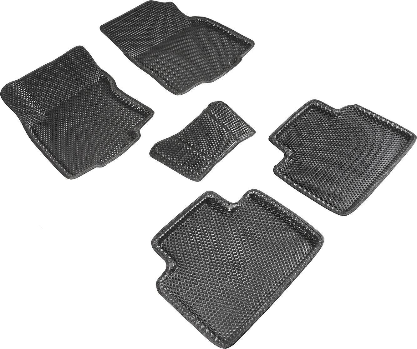 Коврики Seintex 3D EVA с рисунком РОМБ для салона Nissan X-Trail Т-32 2015-2026 ЧЕРНЫЕ. Артикул 95208