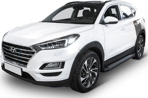 Пороги алюминиевые Rival Black для Hyundai Tucson III рестайлинг 2018-2026. Артикул F173ALB.2309.2