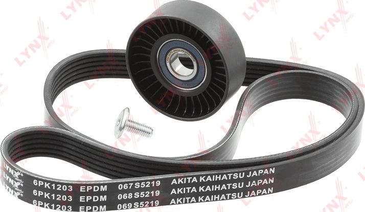 Приводной ремень поликлиновой с роликами (комплект) LYNXauto. Артикул PK-5046