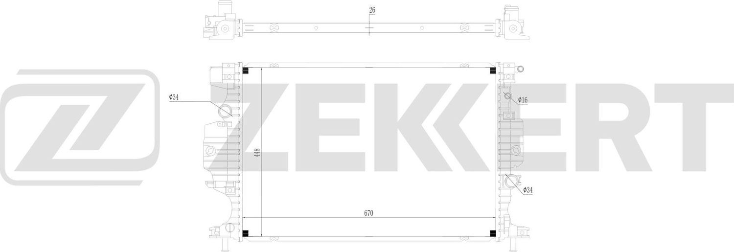 Радиатор охлаждения двигателя Zekkert (алюминий). Артикул MK-1676