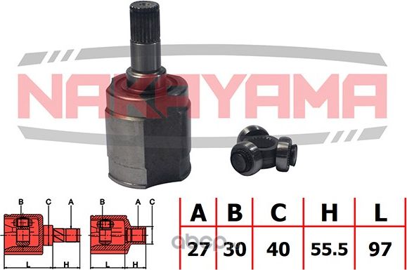 ШРУС внутр-й к-кт правый HONDA ACCORD CL/CN/CM 2.0 AT (Eng. R20A3) 02-08 (Nakayama). Артикул NJ7207NY