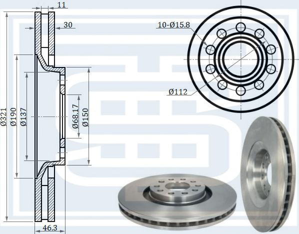 Диск тормозной передний (Starke). Артикул 173925