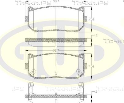 Тормозные колодки G.U.D. задние для Kia Clarus II 1998-2001. Артикул GBP880170