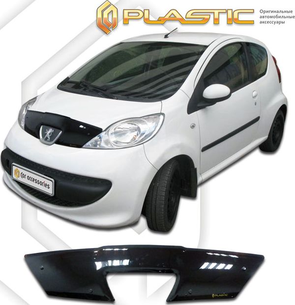 Дефлектор СА Пластик для капота (Classic черный) для Peugeot 107 2012-2014. Артикул 2010010112240