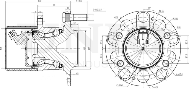 Ступица колеса с интегрированным подшипником (Unio). Артикул HUB-20265