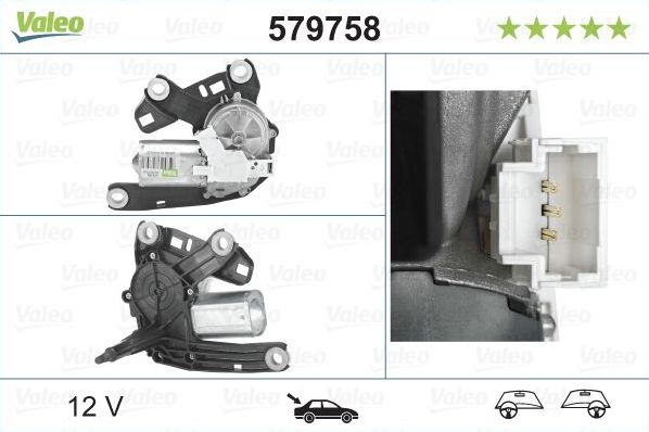 Мотор стеклоочистителя (моторчик дворников) Valeo Orignal Part задний для Citroen Berlingo III 2018-2026. Артикул 579758