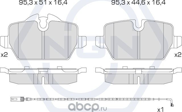 Колодки тормозные керамические, задние (NGN). Артикул 3502130