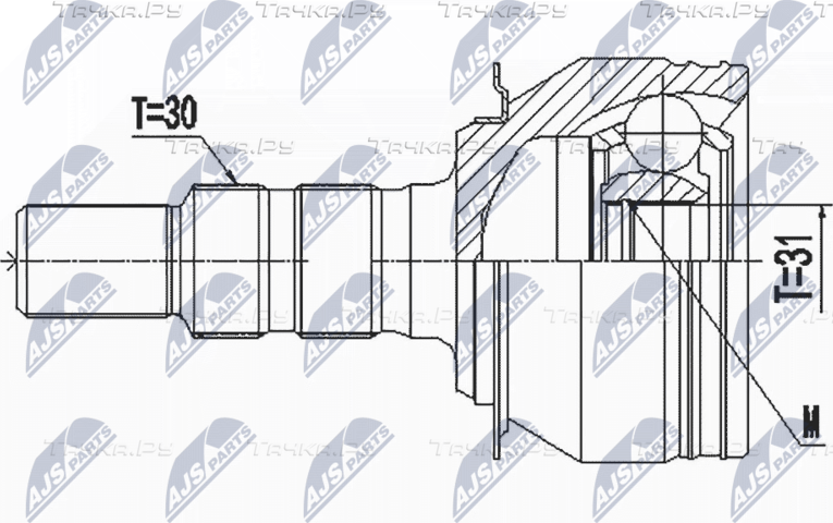 Шрус наружный (граната) NTY передний для Chevrolet Orlando I 2011-2015. Артикул NPZ-DW-032