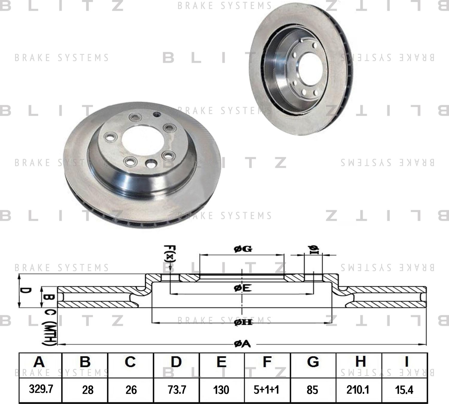 Диск тормозной VW TOUAREG 02- задн. вент. (Blitz). Артикул BS0184