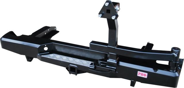 Бампер силовой РИФ задний (кузов 1400 мм) с квадратом под фаркоп и калиткой для Nissan NP300 2008-2013. Артикул RIFD22-20120