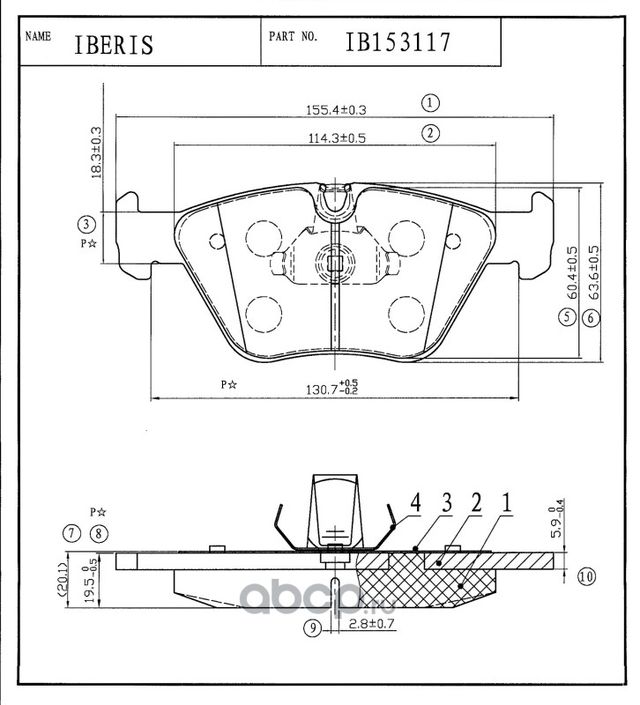 КОЛОДКИ ТОРМОЗНЫЕ ПЕР К-Т BMW 3 IV (E46), X3 (E83, E83N) (Iberis). Артикул IB153117 