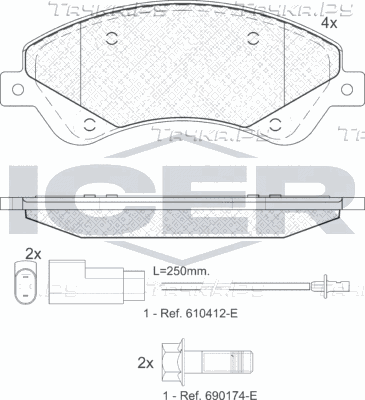 Тормозные колодки Icer передние для Ford Transit Torneo VII 2006-2014. Артикул 141792