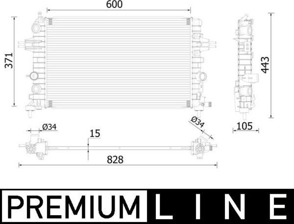 Радиатор охлаждения двигателя Mahle Premium для Opel Astra H 2004-2014. Артикул CR 2227 000P