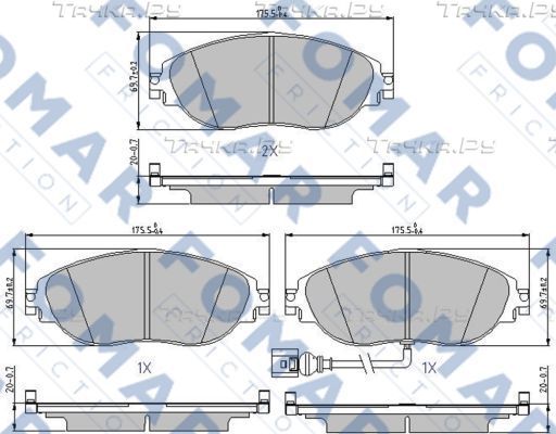 Тормозные колодки Fomar передние для Volkswagen Sharan II 2010-2026. Артикул FO 688081