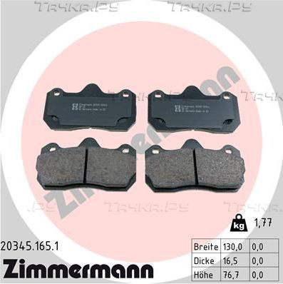 Тормозные колодки Zimmermann передние для Renault Clio II 2000-2005. Артикул 20345.165.1