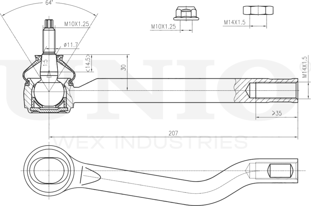 Наконечник рулевой тяги (Unio). Артикул SSP-10157